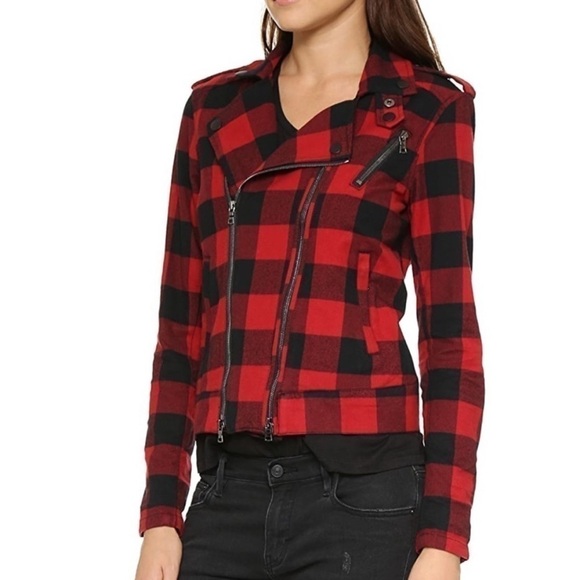 HUDSON Cynic Tundra Plaid Moto Jacket Medium - Picture 6 of 9